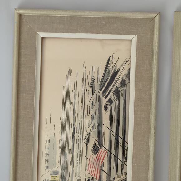 JOHN HAYMSON N.Y. STOCK EXCHANGE NEW YORK VINTAGE 50S MID CENTURY LITHOGRAPH - Picture 14 of 16